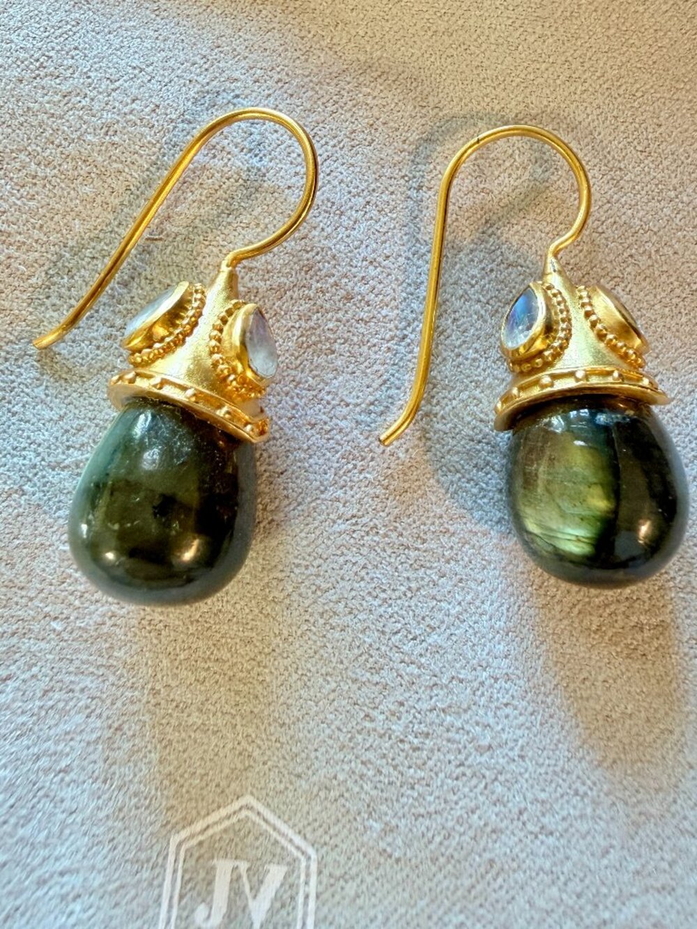 Julie Vos Baroque Earrings- Labradorite and Moonstone